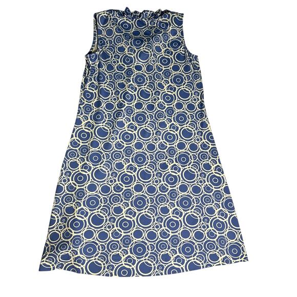 Lulu B Ruffle Geometric Circle Blue White Shift Dress UPF 50 Size Small - Picture 2 of 7